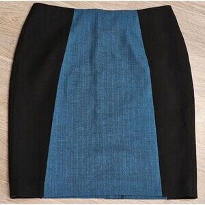 HALOGEN Pencil Skirt Size 10 Petite Black & Teal NWT Office Color-block